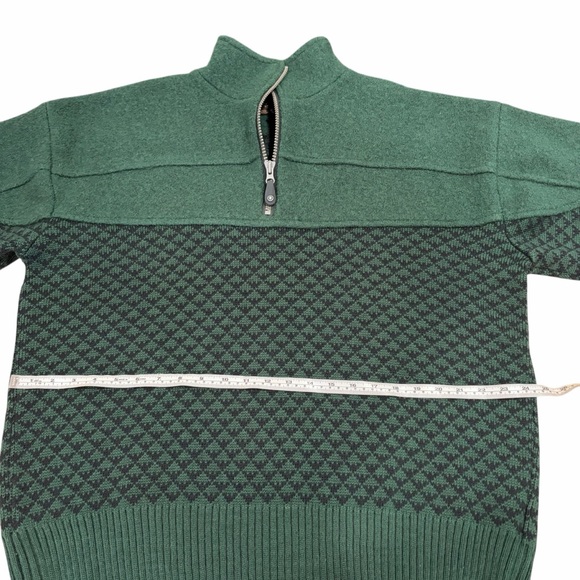 MENS XL EIR GREEN & BLACK 100% WOOL SWEATER OVERSIZED FIT - Picture 4 of 11
